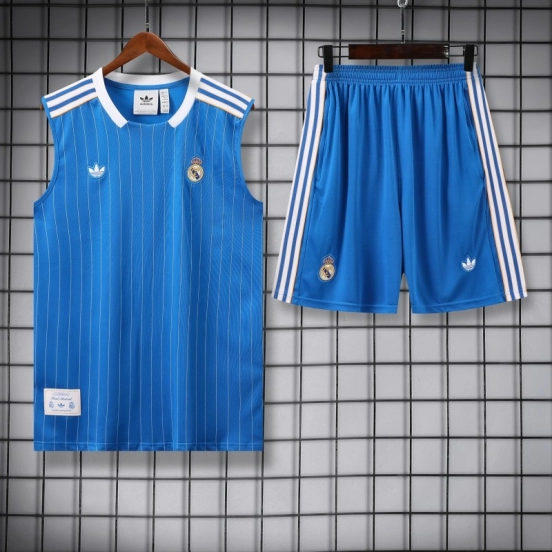 25/26 Real Madrid Adidas Original Blue Vest Jersey+Shorts