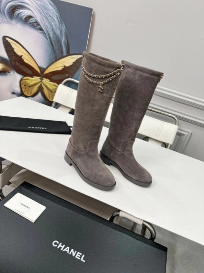 Chanel 2025/SS Quilted Leather Chain CC Logo Flat Ankle Boots - LY00510