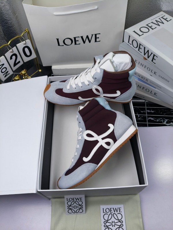 LOEWE High-Top German Training Sneakers Retro Fashion Casual White Shoes - LY00330