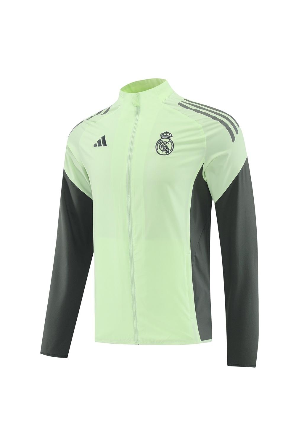 25/26 Real Madrid Light Green Half Zipper Jacket+Long Pants S-3XL