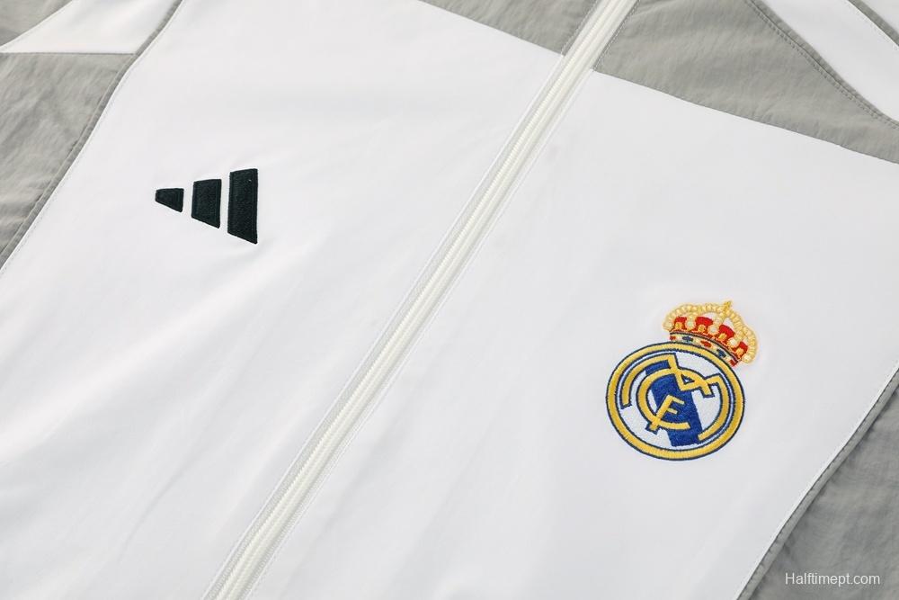 25/26 Real Madrid White Half Zipper Jacket+Long Pants S-3XL