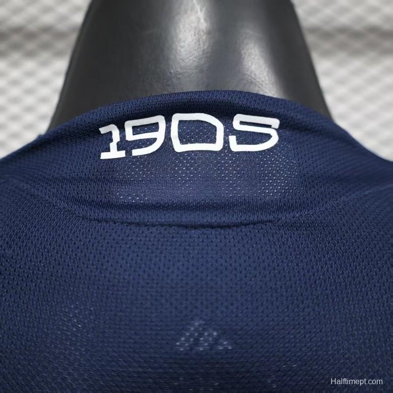 25/26 Player Version Boca Juniors Home Navy Blue with Yellow Chest Band Long Sleeve Jersey