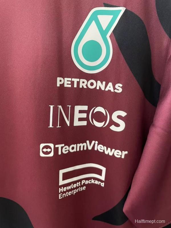 25/26 F1 Mercedes-AMG Petronas Burgundy with Black Floral Pattern Special Edition Jersey