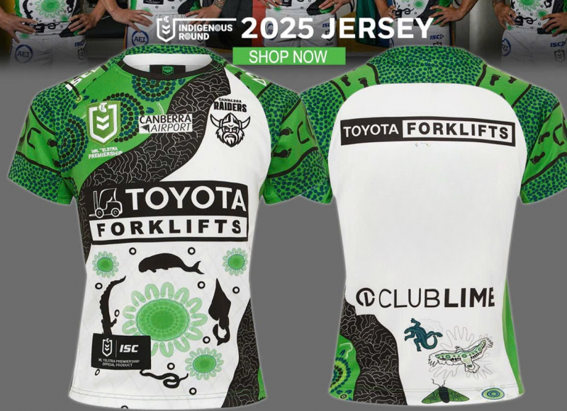 25/26 Canberra Raiders Green with Indigenous Art Jersey