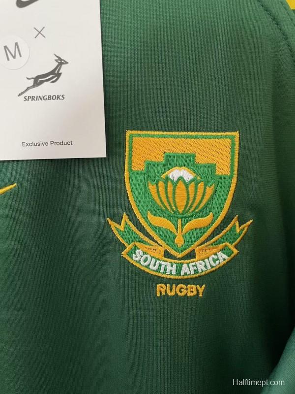 25/26 South Africa Springbok Sevens Green with Gold Chevron Sleeves Jersey