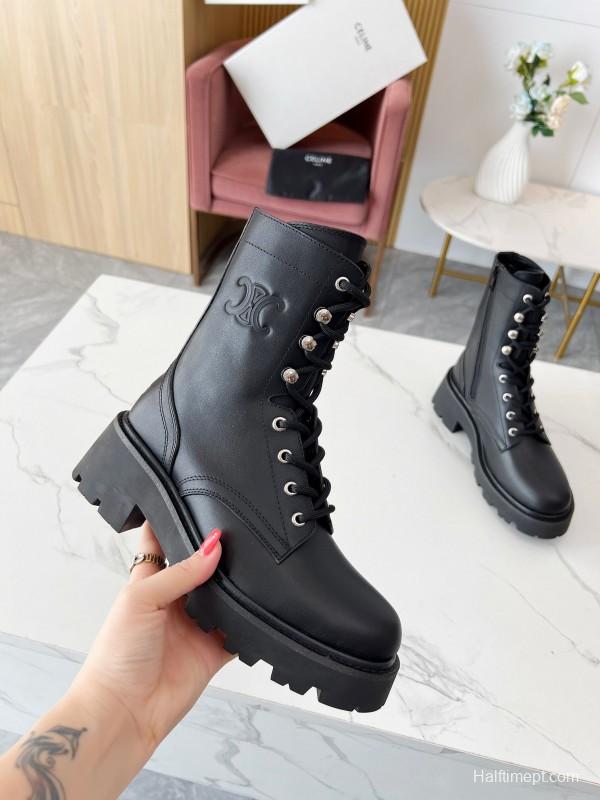 CELINE 2025/ss Triomphe Ankle Boots with 5cm Heel - L Y00340
