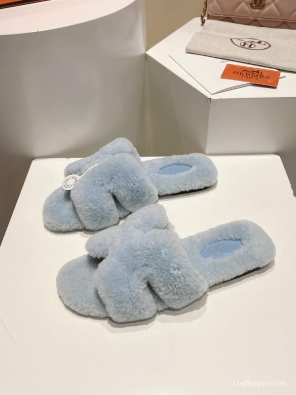Hermès 2025 SS Love Slipper Flat Wool Slipper - LY00240