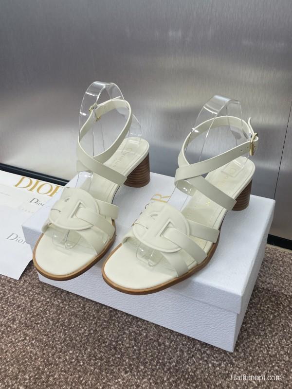 Dior D-Club Jelly Color Hollow Layered Cross Strap Mid Heel Women Shoes - KFY00290