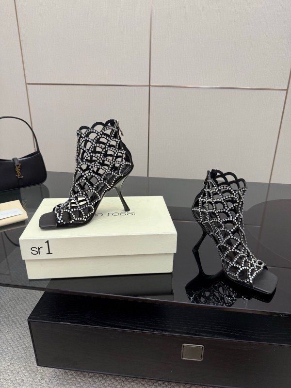 Sergio Rossi Mermaid Sandals 2025 SS Collection Fishnet High Heels - KFY00470