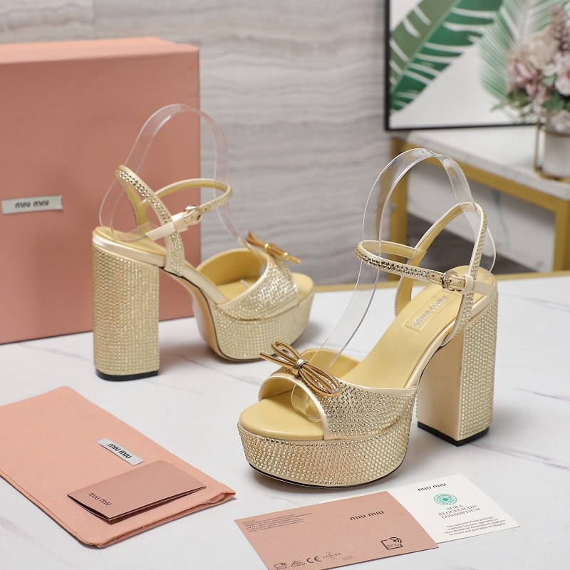MIUMIU Bling Bling Swarovski Crystal Sandals with 11.5cm Heel - KFY00340