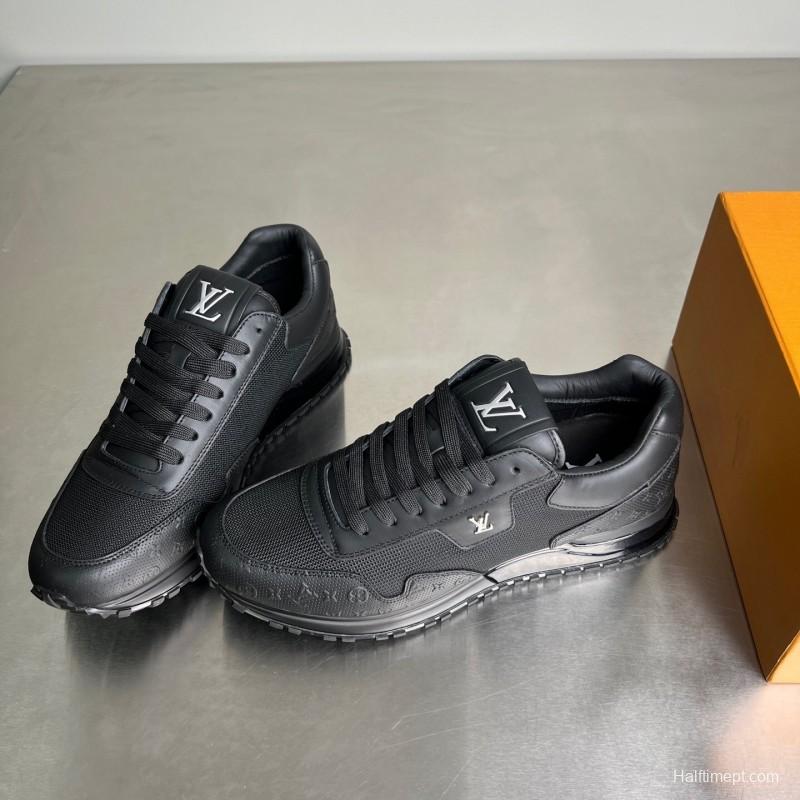 Louis Vuitton 2025 SS Run Away Calfskin Leather Round Toe Lace-Up Low Top Casual Lifestyle Shoes for Men - YC