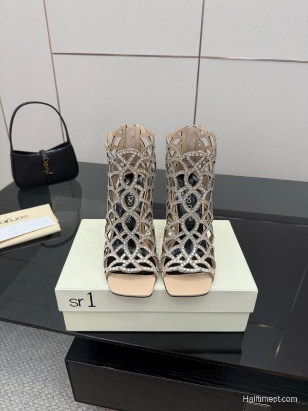 Sergio Rossi Mermaid Sandals 2025/SS Collection with Fishnet Design - KFY00470