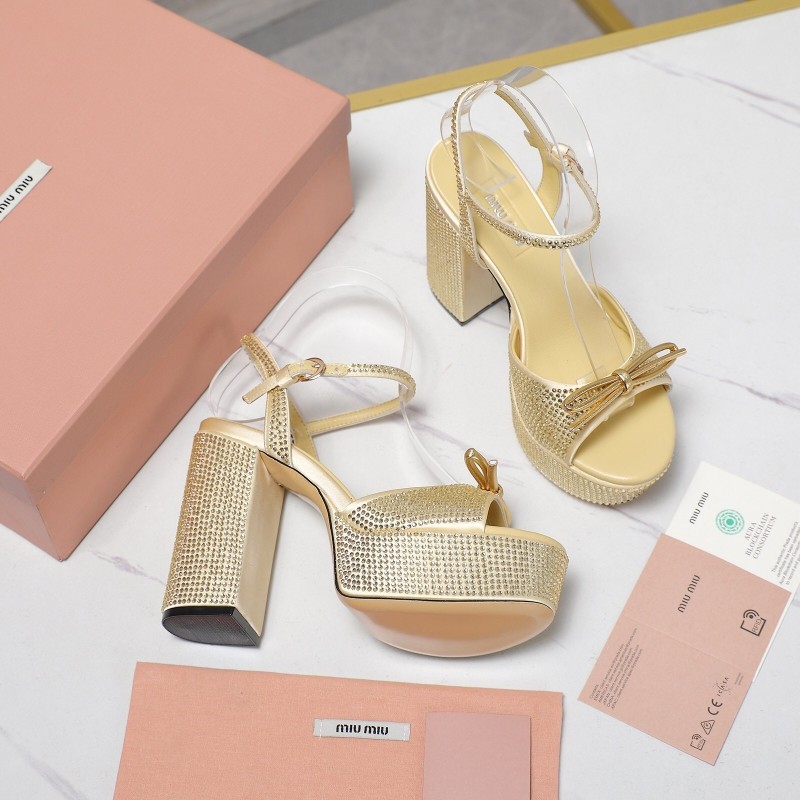 MIUMIU Bling Bling Swarovski Crystal Sandals with 11.5cm Heel - KFY00340