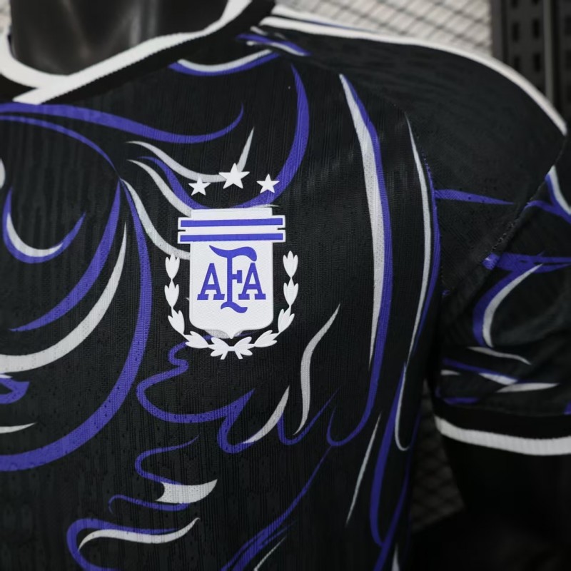 Player Version 2026 Argentina Third Black with Artistic Swirl Pattern Jersey