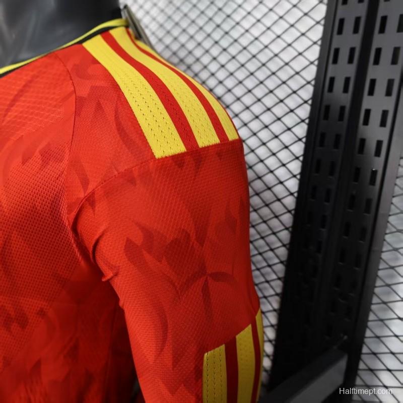 Player Version 2026 Belgium Home Red Long Sleeve Jersey