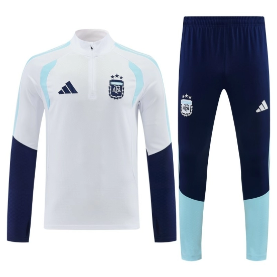 26/27 Argentina White Half Zipper Jacket  Tracksuit + Long Pants