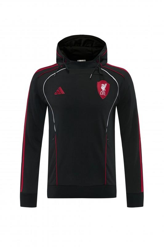 26/27 Liverpool  Black Full Zipper Hooded Jacket Tracksuit + Long Pants