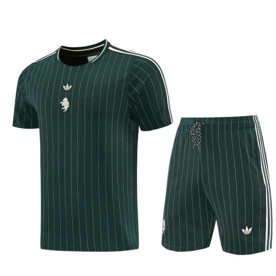 26/27 Juventus Navy Green Short Sleeve+Soccer Shorts