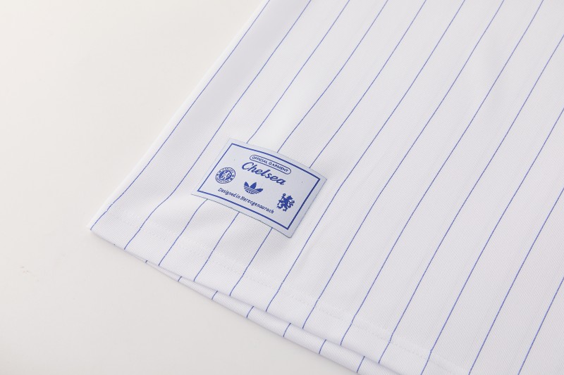26/27 Chelsea FC White Stripes Short Sleeve+Blue Soccer Shorts