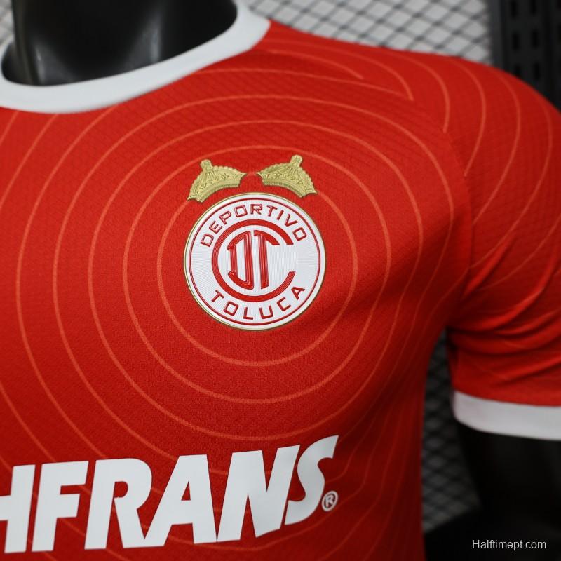 Player Version 26/27 Deportivo Toluca FC Red with Circular Stripe Pattern Home Jersey