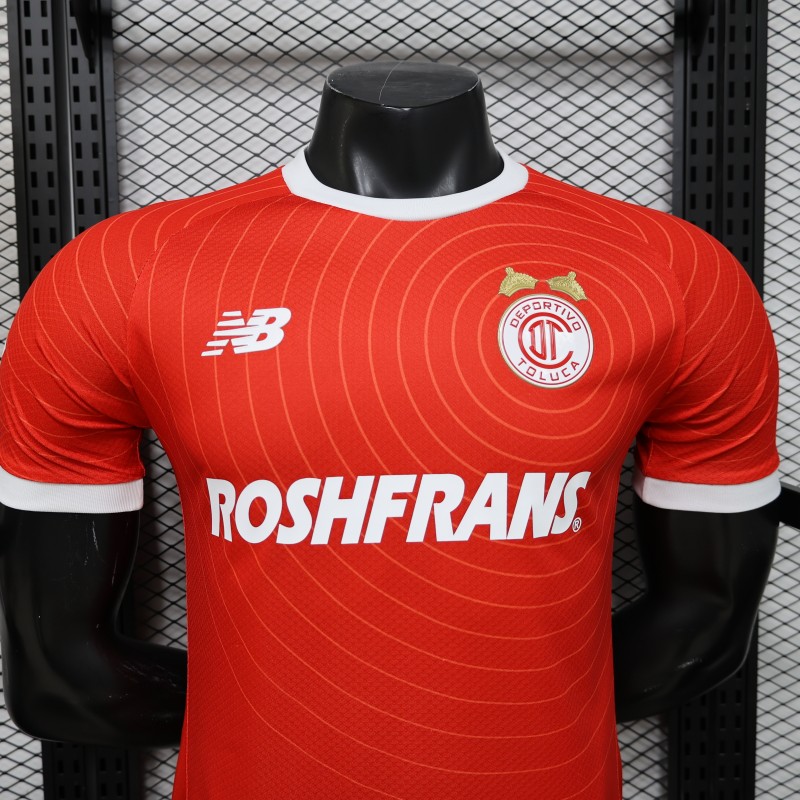 Player Version 26/27 Deportivo Toluca FC Red with Circular Stripe Pattern Home Jersey