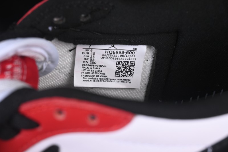 Nike Air Jordan 1 Low OG Retro Basketball Shoes with Classic White Red Black Colorway - HQ6998-600