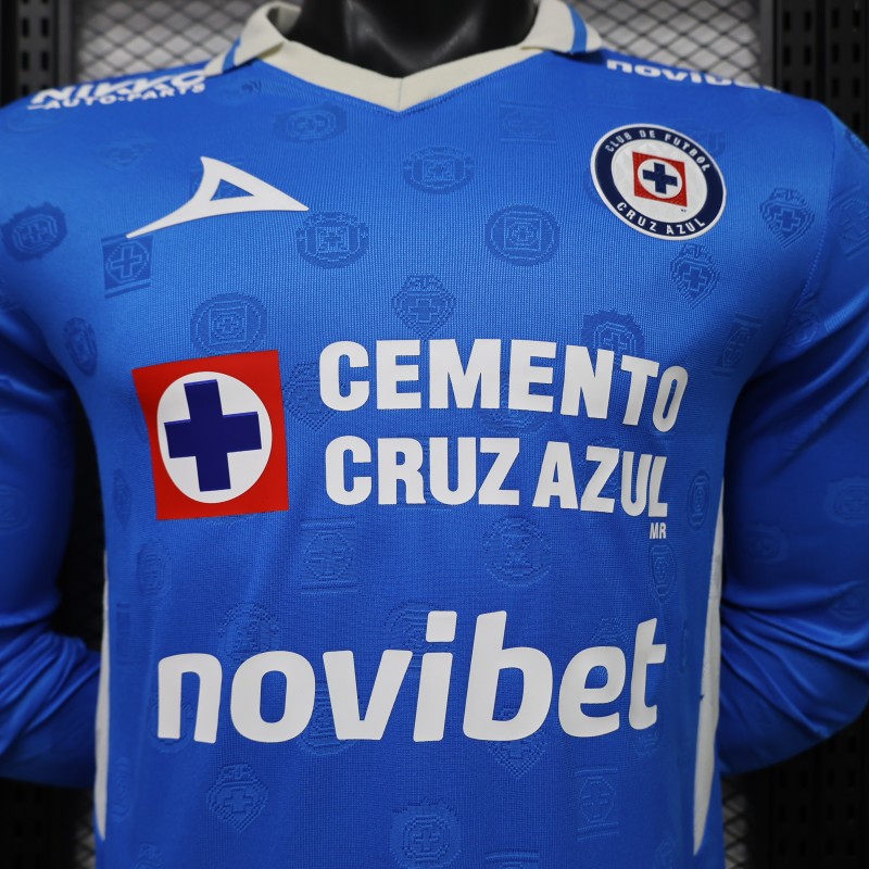 Player Version 26/27 Cruz Azul Home  Long Sleeve Blue Jersey