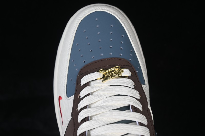 Nike Air Force 1 '07 Low Year of the Horse Limited Edition Brown-Grey Woven Gold Pattern Casual Sneakers - NH0601-536
