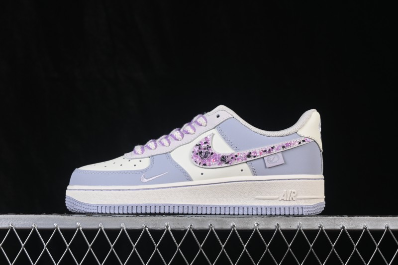 Nike Air Force 1 '07 Low Rose Glitter Hand-Painted Sneakers with Crystal Embellishments - DB3301-212