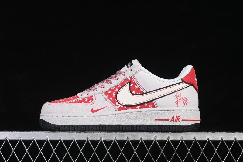 Nike Air Force 1 '07 Low Red and White Patchwork Casual Sneakers - JP2026-131