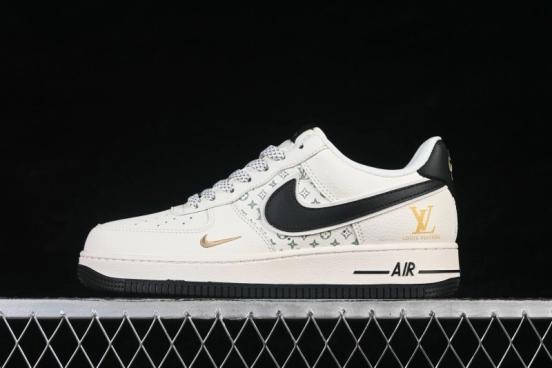 Nike Air Force 1 '07 Low LV Collaboration Black White Gold Casual Sneakers - XX3168-158