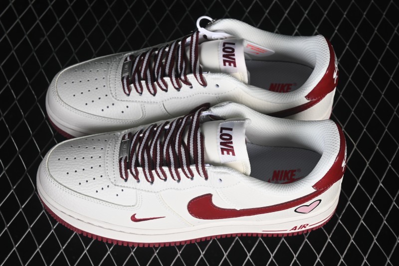 Nike Air Force 1 '07 Low Valentine's Day Edition White with Red Accents Low-Top Casual Skate Shoes - NH0601-539