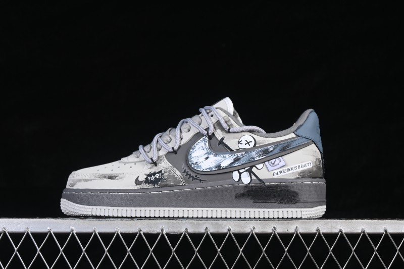 Nike Air Force 1 '07 Low Hand-Drawn Graffiti Skateboarding Shoes with Retro Washed Leather - DB3310-333