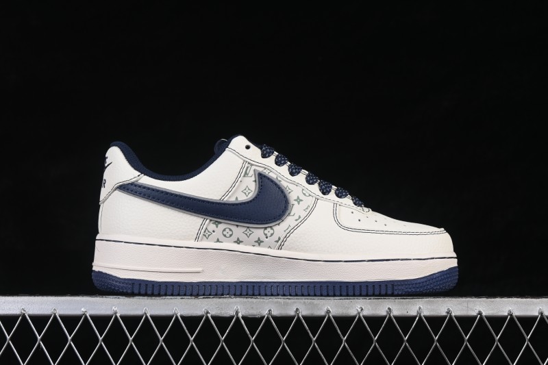 Nike Air Force 1 '07 Low Louis Vuitton Collaboration Deep Blue Classic Monogram Casual Sneakers - HH7518-078