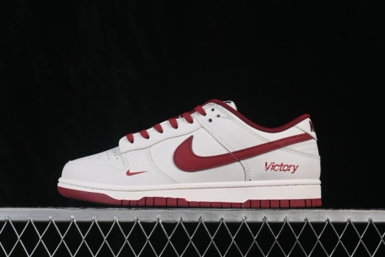 Nike SB Dunk Low White Red Swoosh Low-Top Skateboarding Shoes - WR0620-117
