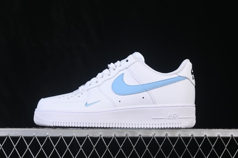 Nike Air Force 1 '07 Low Casual Basketball Shoes with White and Blue Swoosh and Full-Length Air Cushion - ZH0316-121