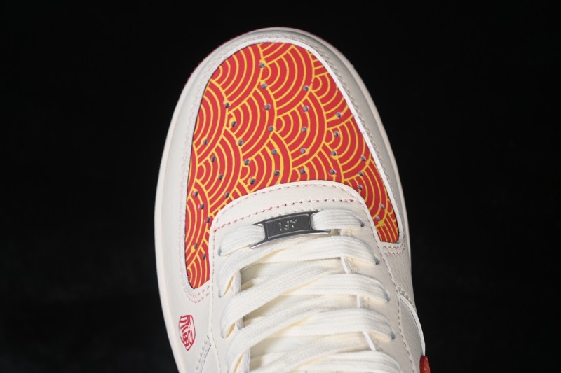 Nike Air Force 1 '07 Low Basketball Shoes with Red and Gold Overlay Design - MZ9588-838