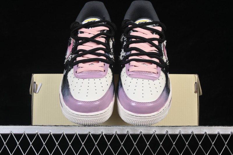 Nike Air Force 1 '07 Low Hand-Painted Graffiti Sneakers with Midnight Starburst Design - FJ7740-170