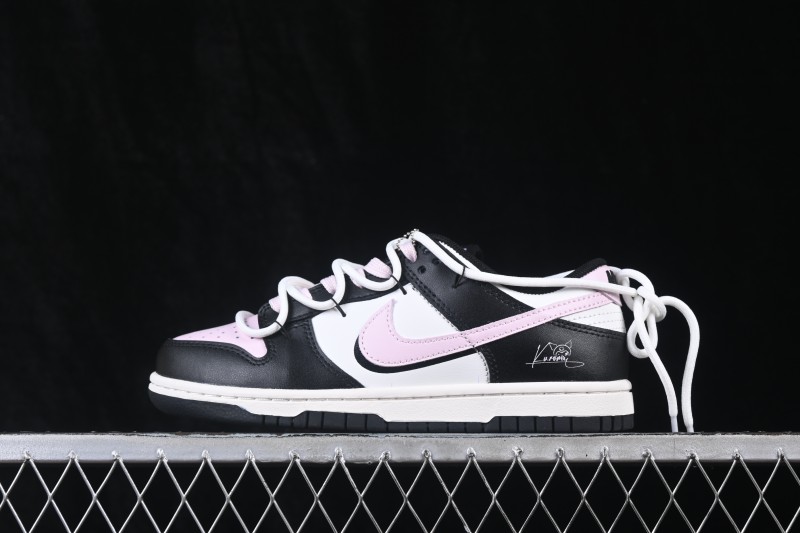 Nike SB Dunk Low Black Pink Strap Low-Top Skateboarding Shoes - CW1590-100