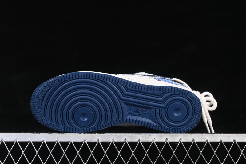 Nike Air Force 1 '07 Low Hand-Drawn Sneakers with Indigo-Dyed Denim and Leather Upper - FB0607-707