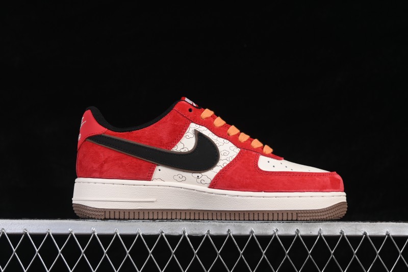 Nike Air Force 1 '07 Low Chinese New Year Running Shoes with White Red Gold Splatter Design - JP2026-157
