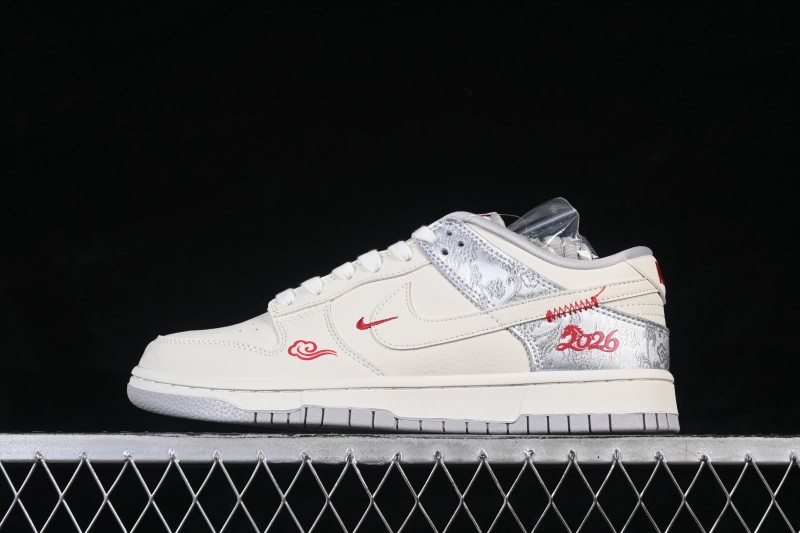 Nike SB Dunk Low Year of the Horse Silver White Chinese Style High-End Custom Low-Top Skateboarding Shoes - DS6608-022