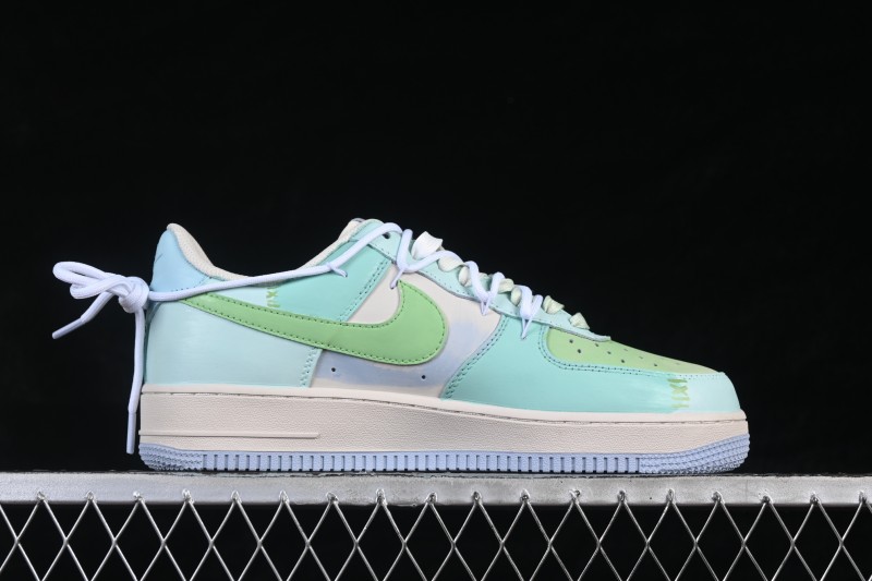 Nike Air Force 1 '07 Low Hand-Painted Graffiti Mint Haze Casual Sneakers - DB3301-919