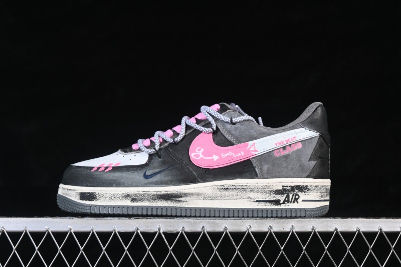 Nike Air Force 1 '07 Low Casual Sneakers with Gray-Pink Lucky Charm Design - YD2425-880