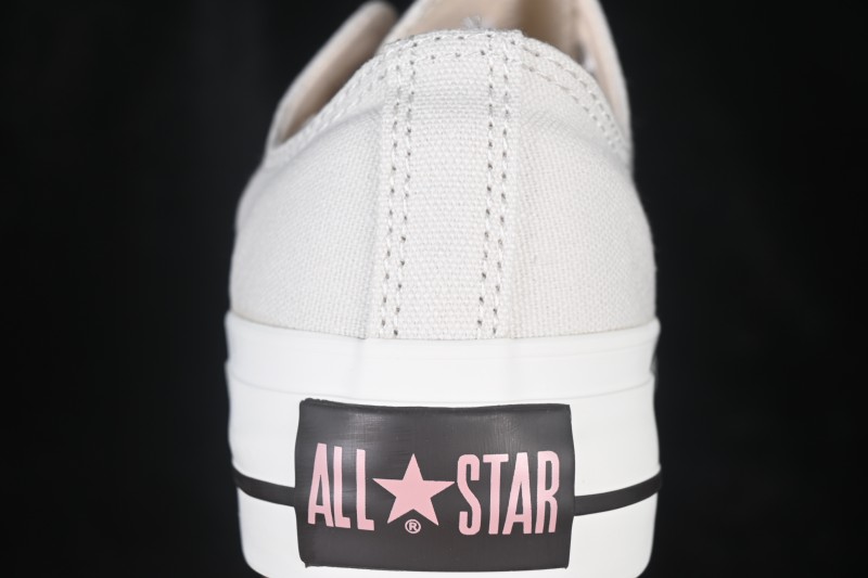 Converse All Star Platform Low-Top Casual Skate Shoes in Pure White with Chunky Sole - 5SE970