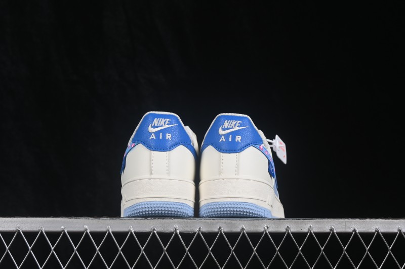 Nike Air Force 1 '07 Low Hand-Painted Sneakers with Pastel Blue and Pink Bubble Design - DB3301-112