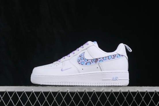 Nike Air Force 1 '07 Low Ice Blue Leopard Shadow Hand-Painted Sneakers - FB8971-008