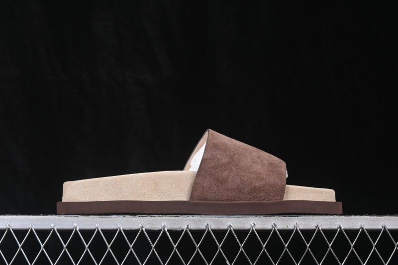Brunello Cucinelli Suede Flat Slip-On Open-Toe Slide Sandal MZUSOLY236CAY70 BROWN