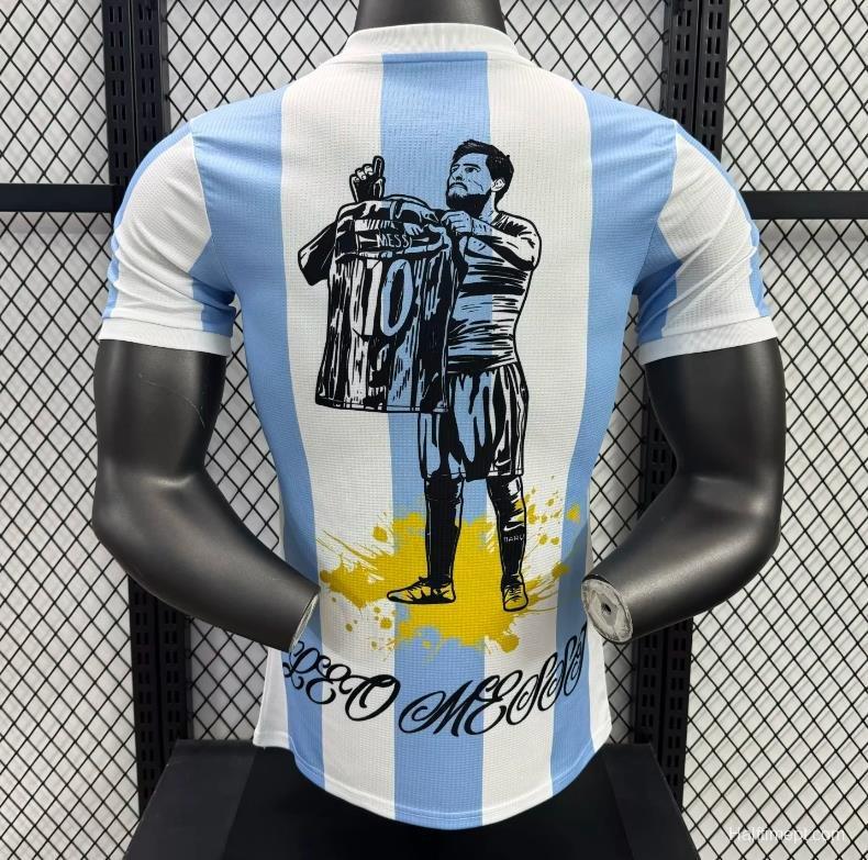 Player Version 2025 Argentina Home Sky Blue with Messi Celebration Print Jersey