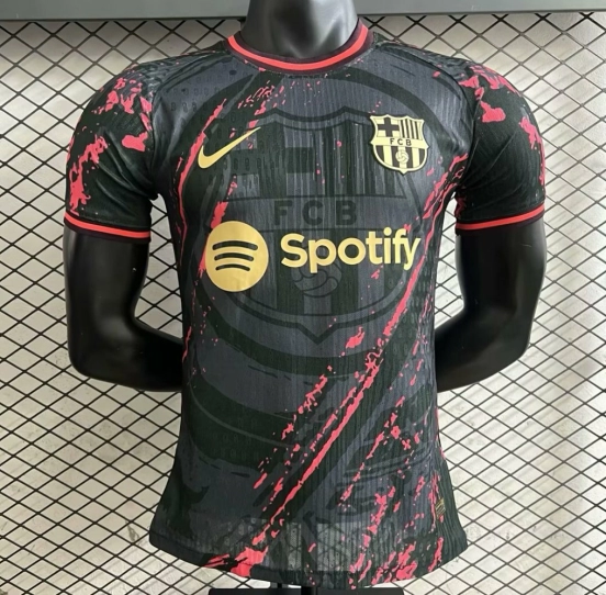 Player Version 25/26 FC Barcelona Black with Pink Splash Design Jersey